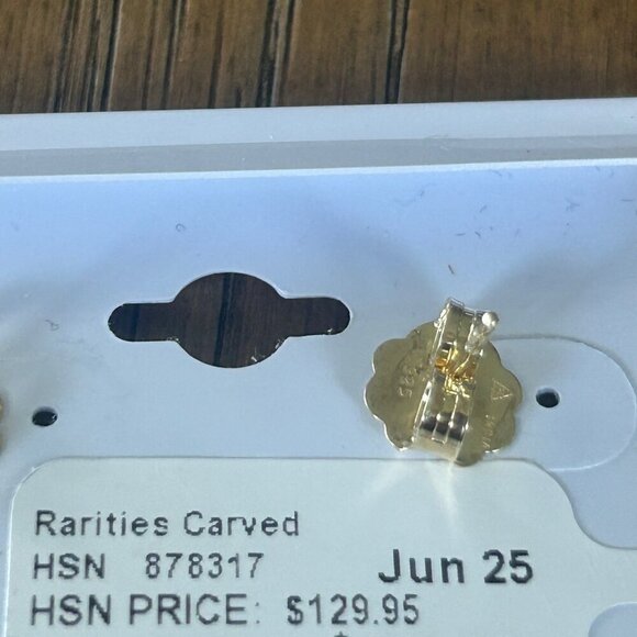 Rarities Carol Brodie Carved Gemstone LEAF Drop Earrings PINK OPAL nwt - Picture 5 of 6